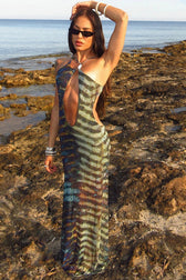 Serpentine Mesh Hem Maxi Dress 4