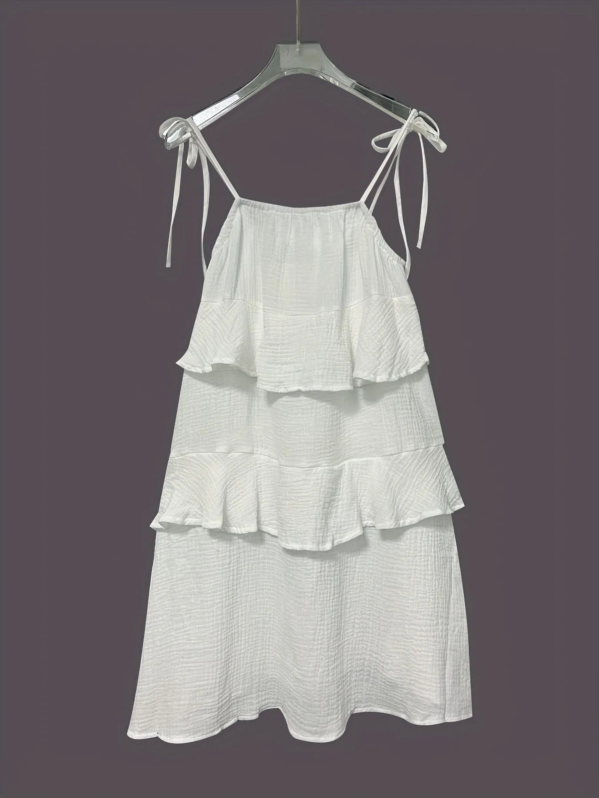 Gauze Tie Shoulder Cami Tiered Ruffle Mini Dress 5