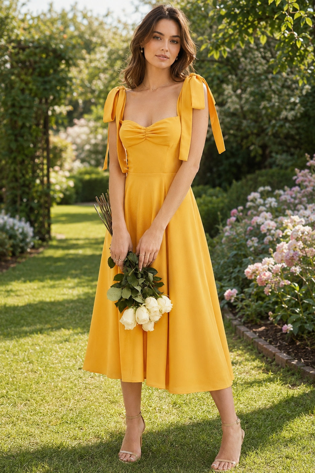 Open Back Bow Tie Evening Slip Dress