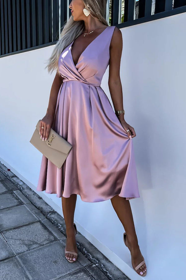 Hold You In My Memory Satin Midi Dress - View 9
