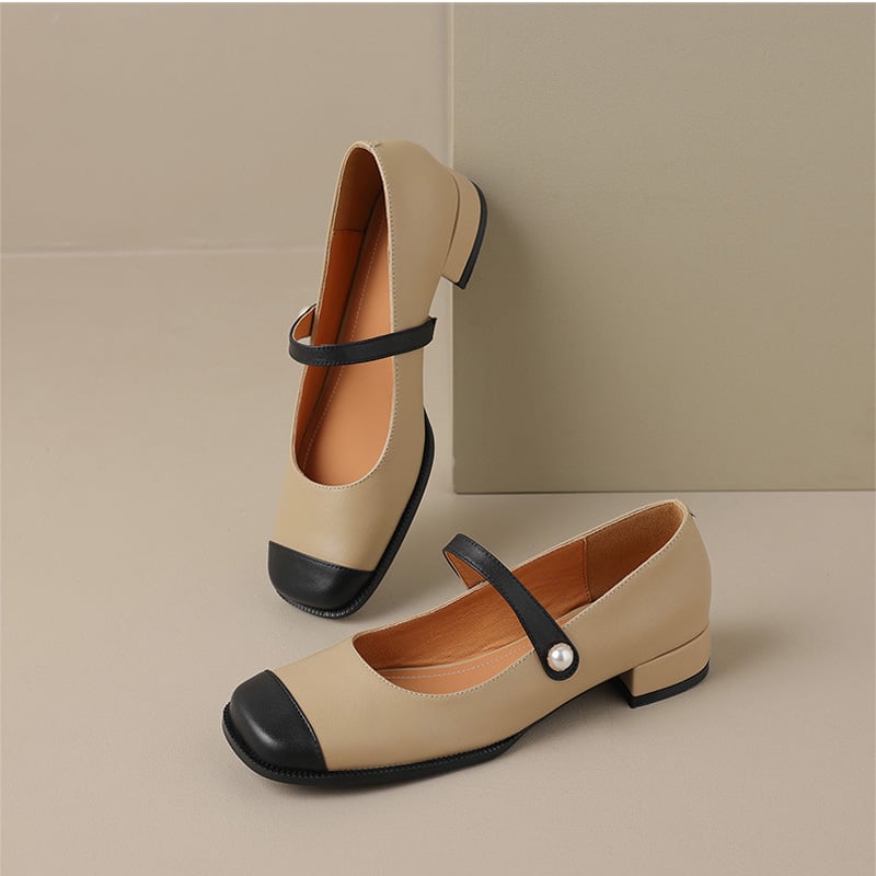 Oneida Square Toe Block Heels Mary Jane Shoes