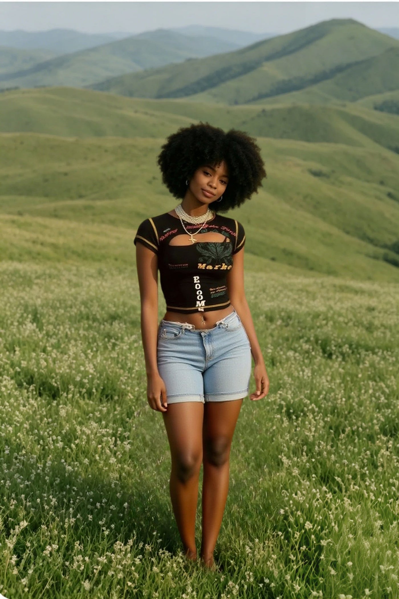 Hollow Out Print Y2K Crop Top