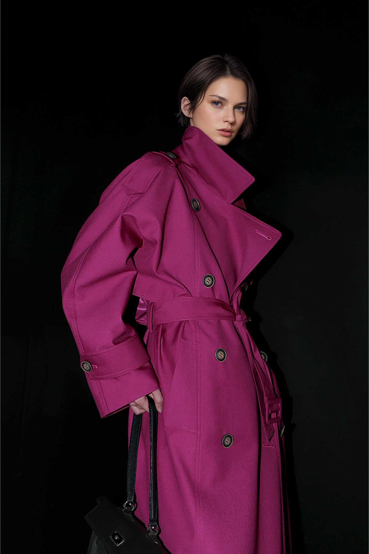 Korean British Double Breasted Elegant Mid Length Overcoat