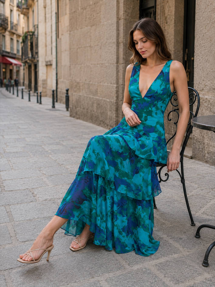 Halter-Neck Floral Maxi Dress