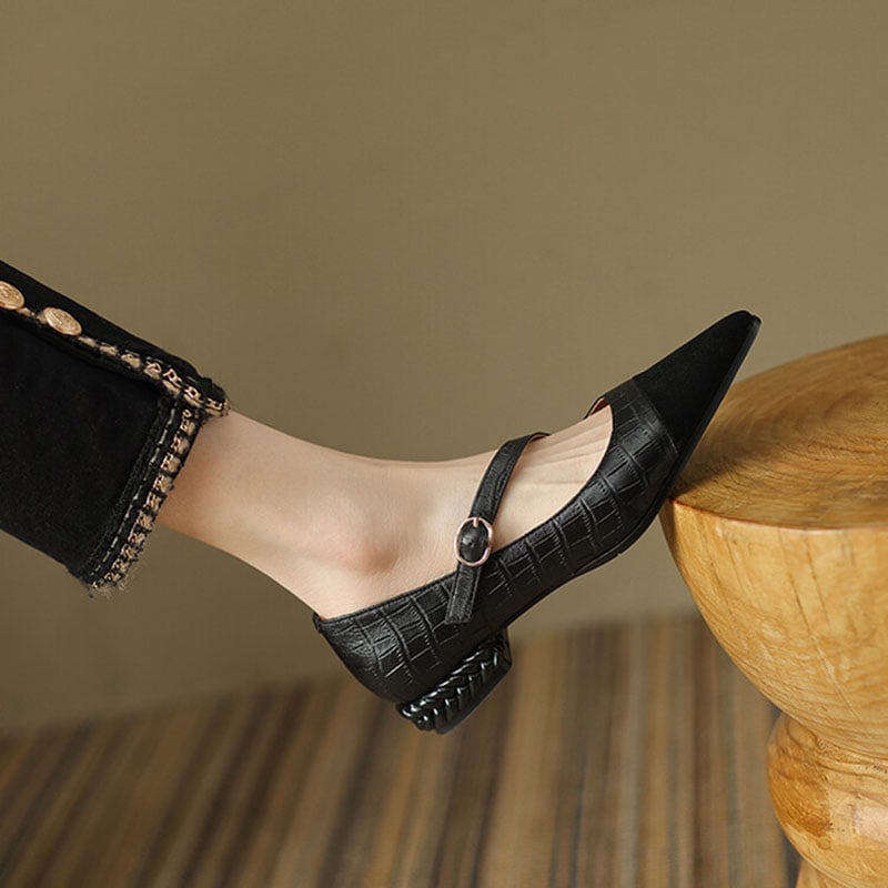 Danyelle Pointy Toe Block Heels Mary Jane Shoes