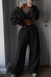 Sporty Crewneck Sweatpants Activewear Set