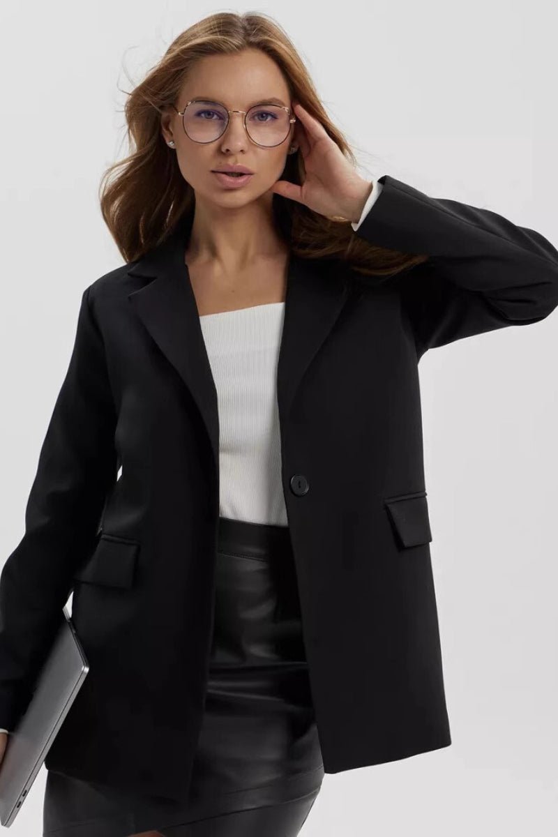 Lightweight Single Button Draped Blazer