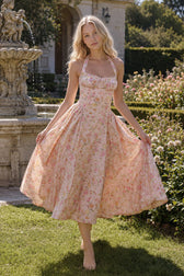 Halter Neck Slim Strap Floral Dress