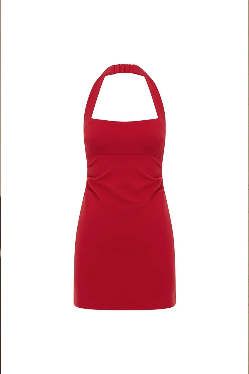 Square Neck Halter Neck Fitted Bodycon Mini Dress 5