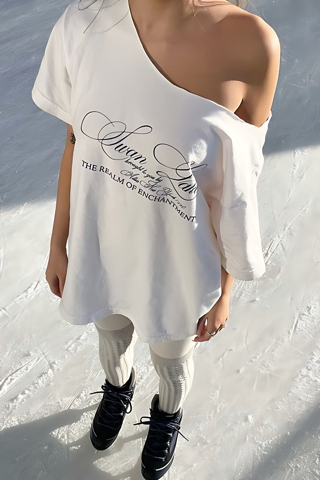 Letter Print One Shoulder T-Shirt