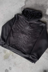 Patchwork Washed Print Zip Hoodie