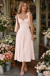 Open Back Bow Tie Evening Slip Dress
