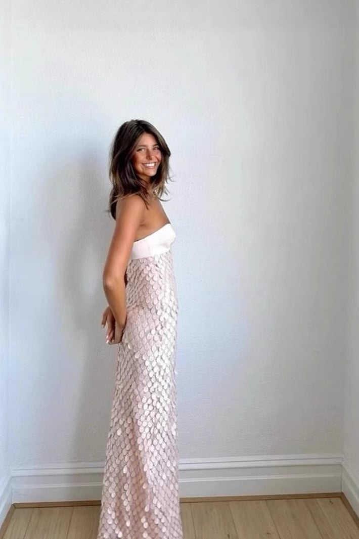 Long Sleeve VNeck Sequin Bodycon Mini Sequin Dress