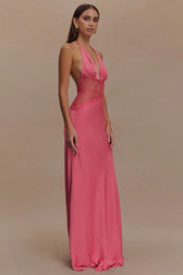 Halter-Neck Satin Dress