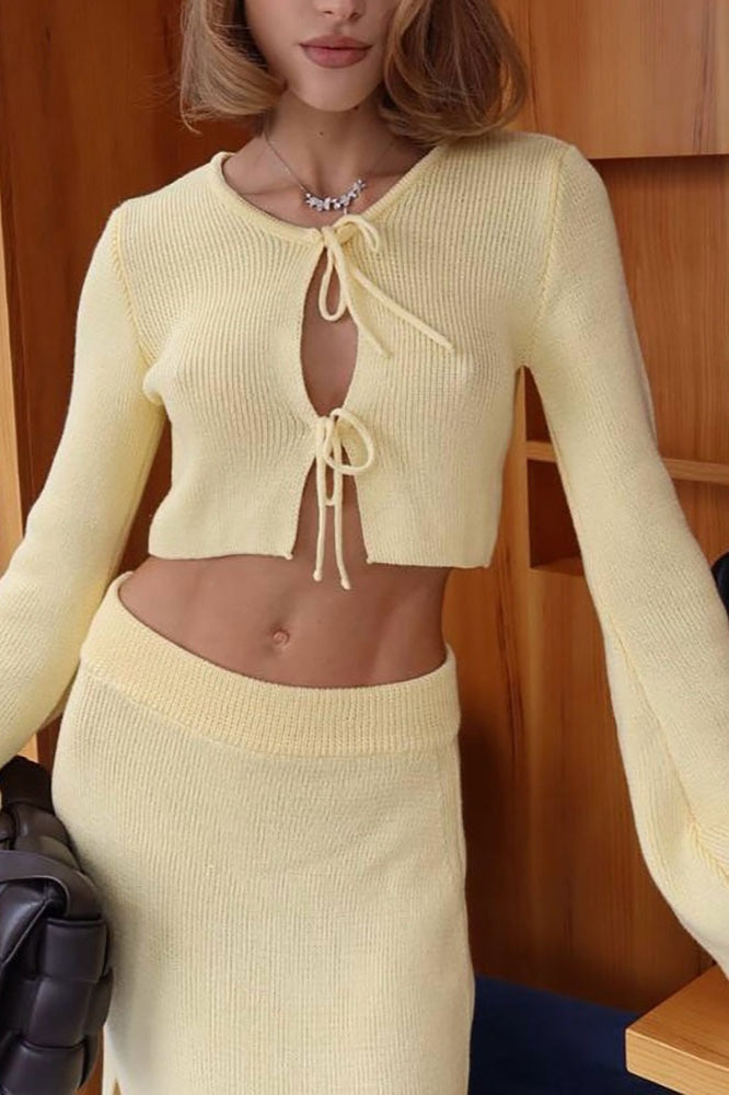 Bell Sleeve Cardigan Set Sweater Dress