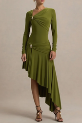 Sexy Ruched Asymmetrical Bodycon Party Dress