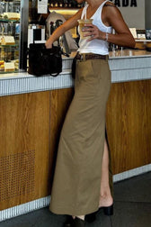 High-Waist Pleated Denim Mini Skort
