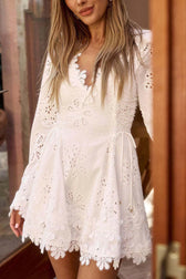 Lace Trim V Neck Bodycon Lace Dress 6