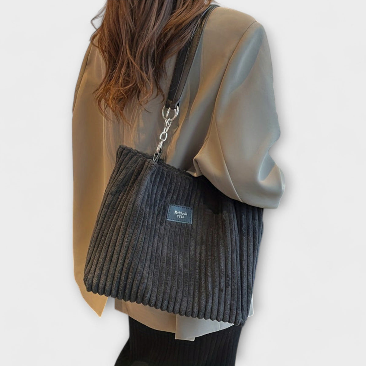 Chain Strap Corduroy Shoulder Bag