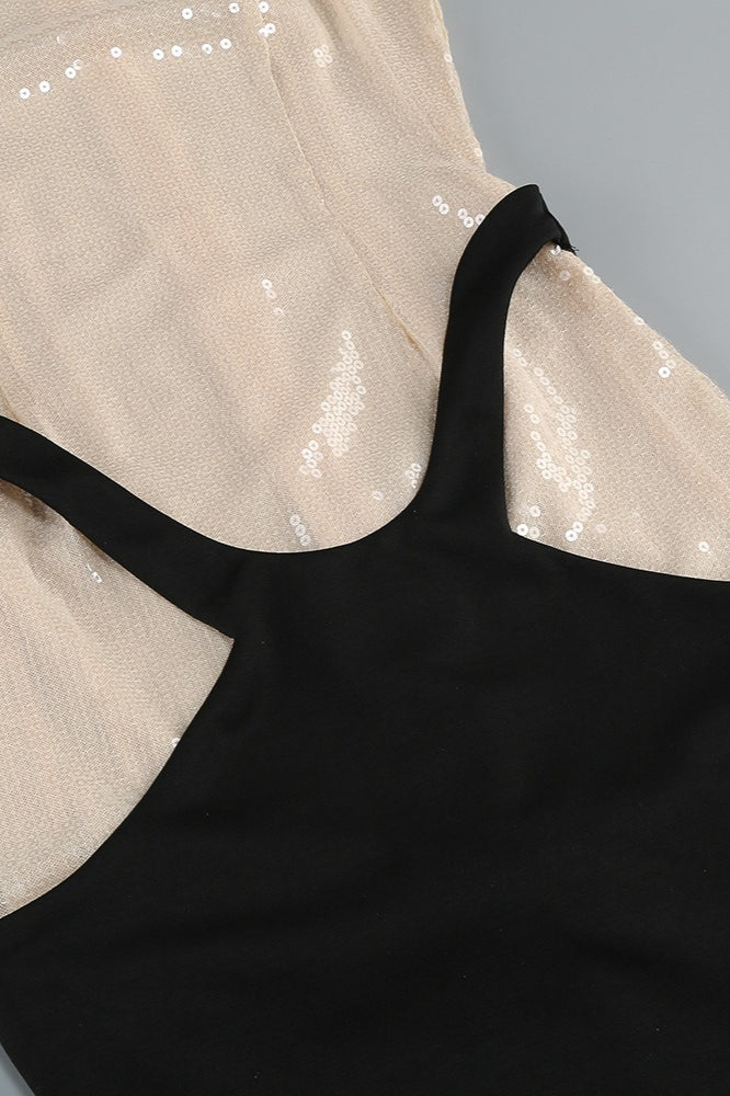 Rhinestone Sheer Mesh High Neck Backless Mermaid Gown
