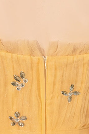 Tulle Spaghetti Strap Square Neck Tiered Ruffle Maxi Prom Dress