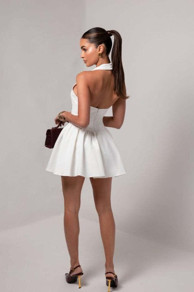 LowBack Ruffle Mini Party Dress