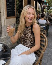 Leopard Sequin Crop Tank Top