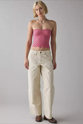 Contrast Print Strapless Fitted Crop Top