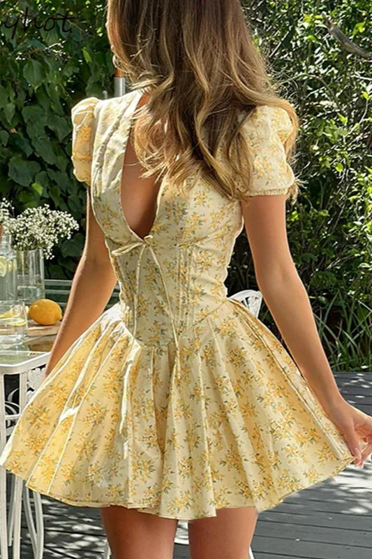Ruffled VNeck Floral Dress