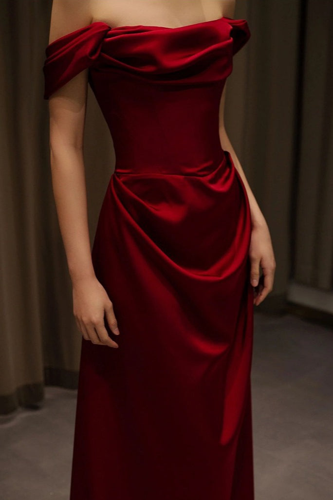 Satin Off Shoulder Formal Dress - View 2