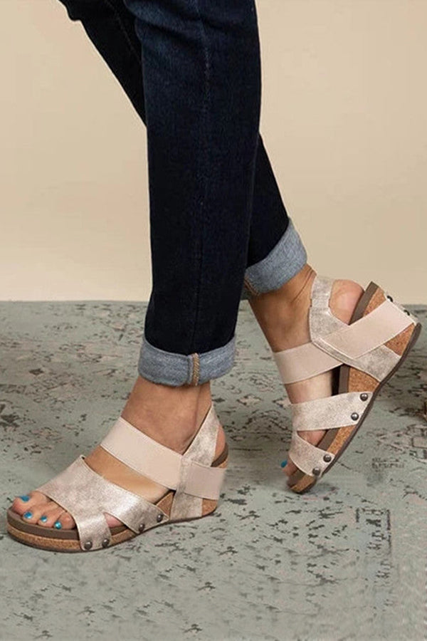 Open Toe Cut Out Wedge Sandals