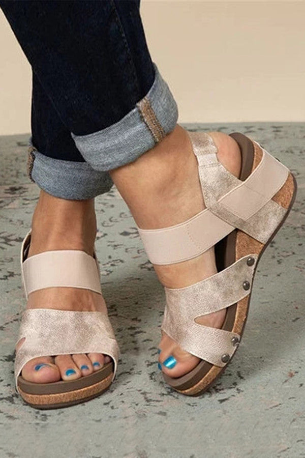 Open Toe Cut Out Wedge Sandals