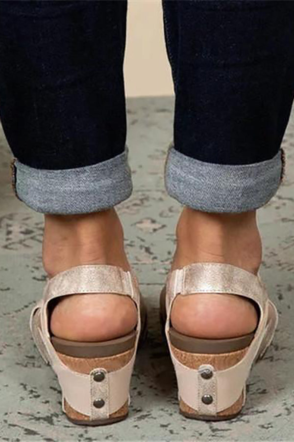 Open Toe Cut Out Wedge Sandals