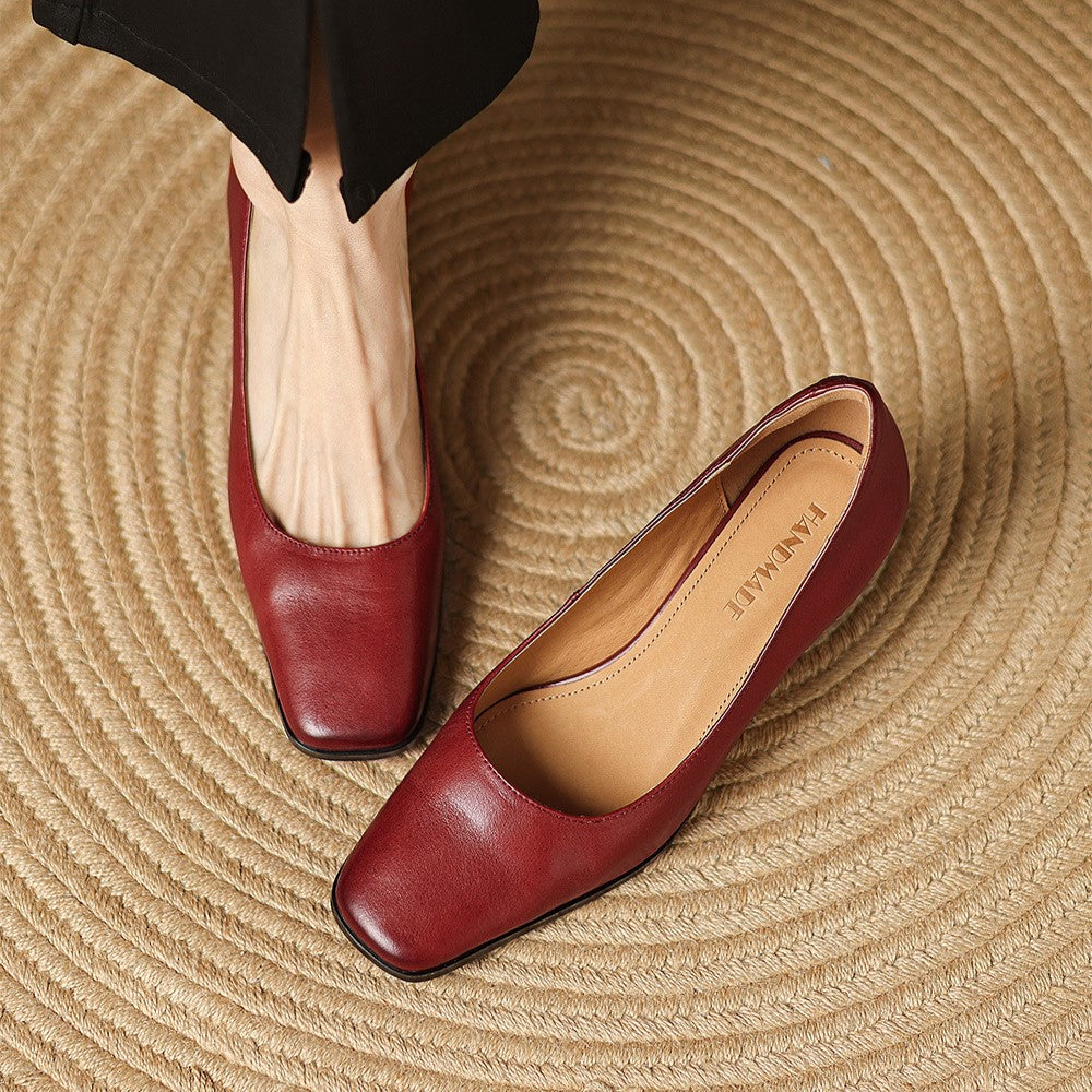 Square Toe Spool Heel Pumps 3