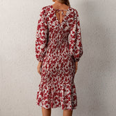 Floral Sexy Long Sleeve Bodycon Smocked Dress