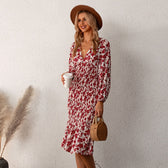 Floral Sexy Long Sleeve Bodycon Smocked Dress