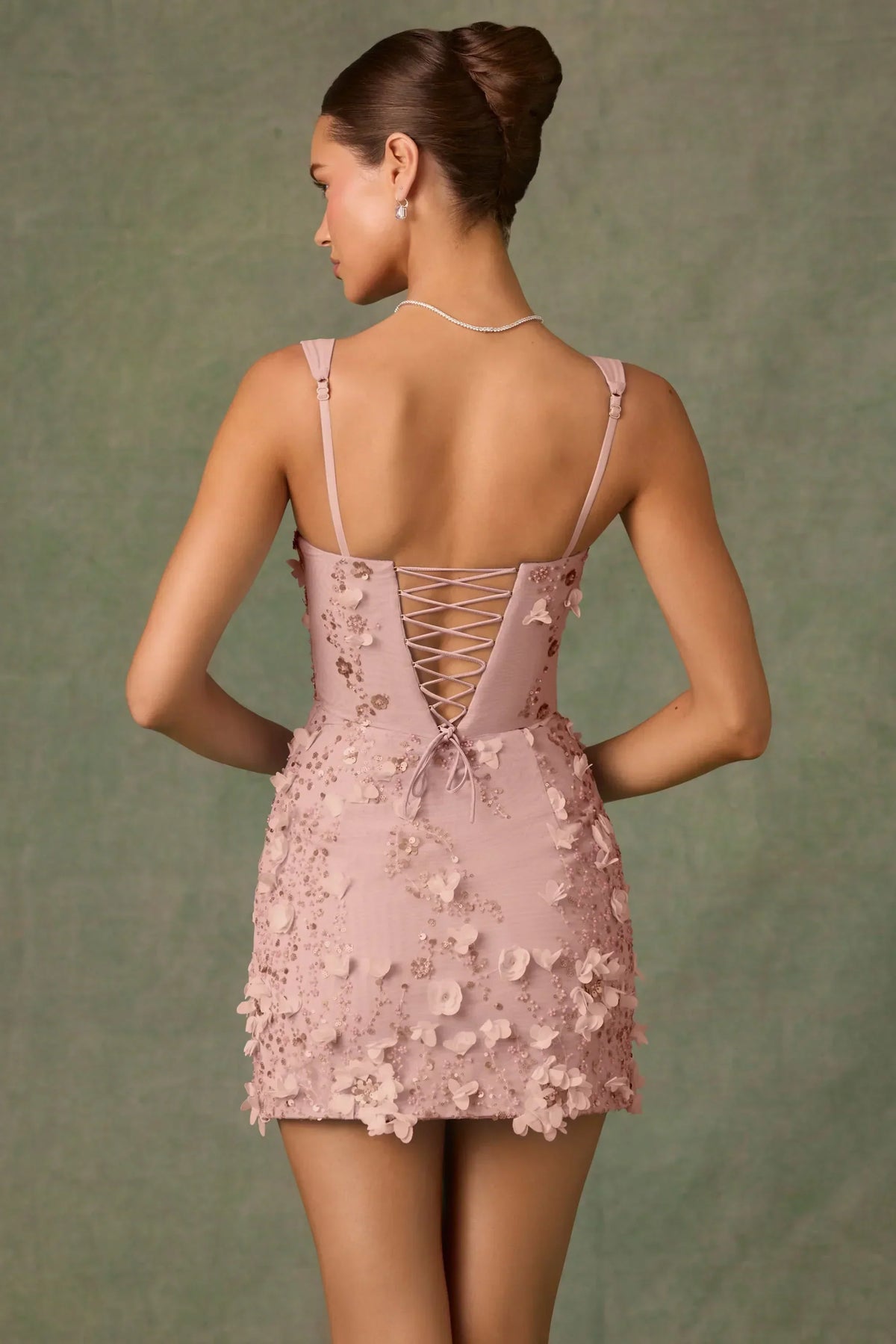3D Floral Appliqué Square Neck Corset Bodycon Mini Dress 2