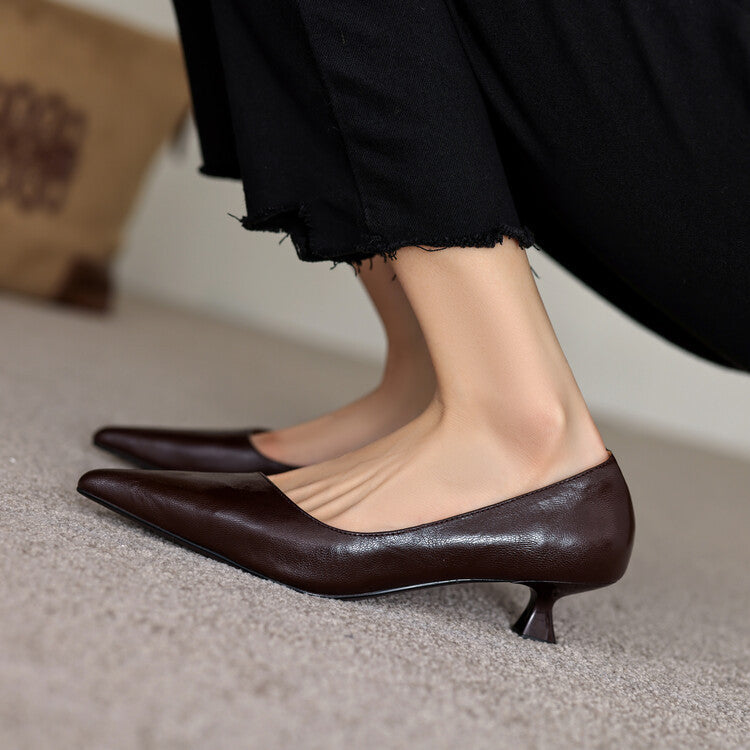 Pointed Toe Kitten Heel Pumps