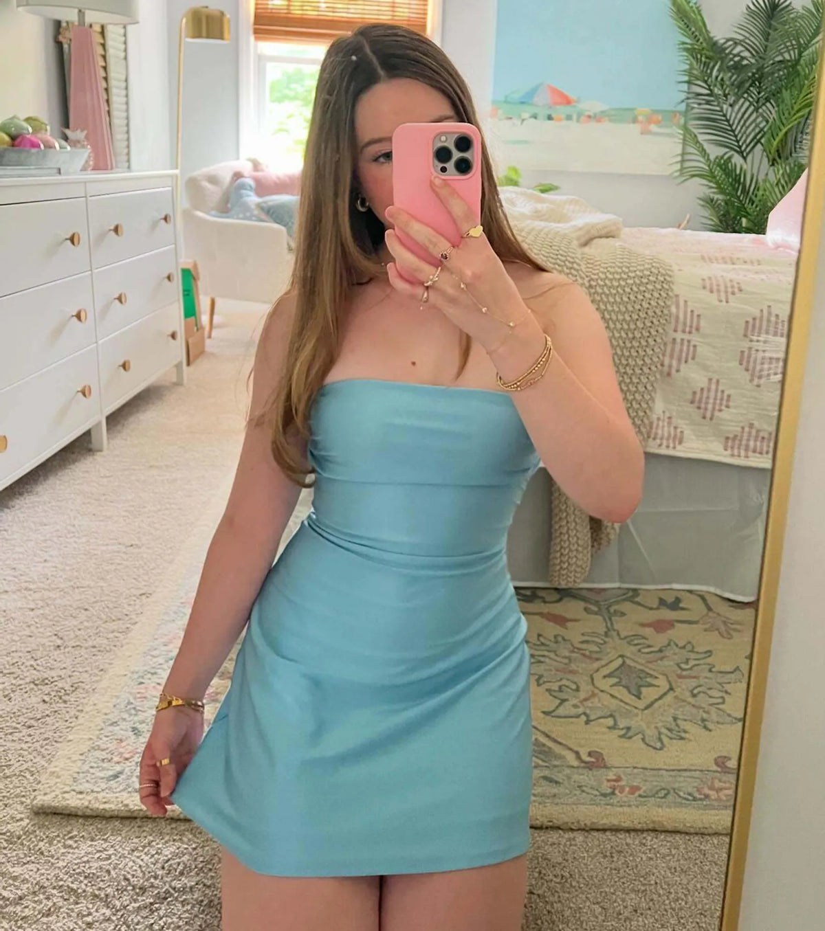 Satin Strapless Ruched Bust A-Line Mini Dress 48
