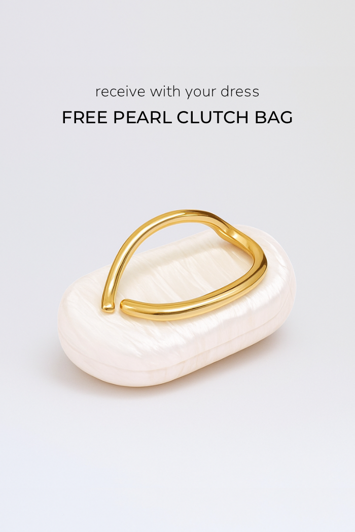 Catherine Ruffle Dress (Free Pearl Clutch)