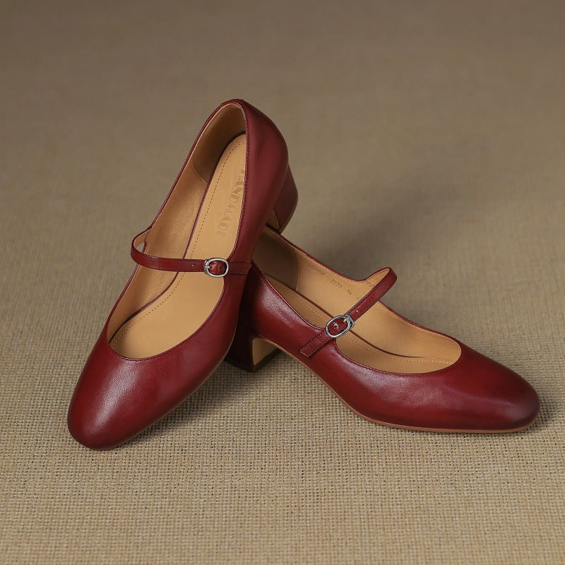 Square Toe Buckle Strap Block Heel Mary Jane Pumps