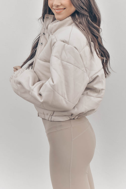 Faux Leather Puffer Jacket