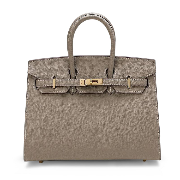 Top Handle Buckle Lock Structured Satchel Bag