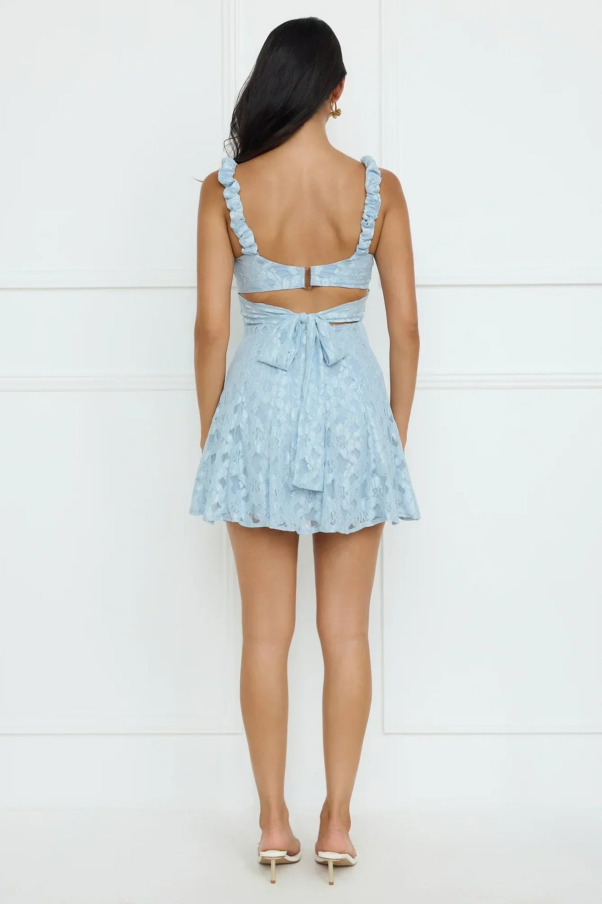 Floral Lace Sweetheart Keyhole Cut Out Fit and Flare Mini Dress 4