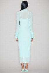Abrife Blue Sheer Mesh Maxi Dress - View 3