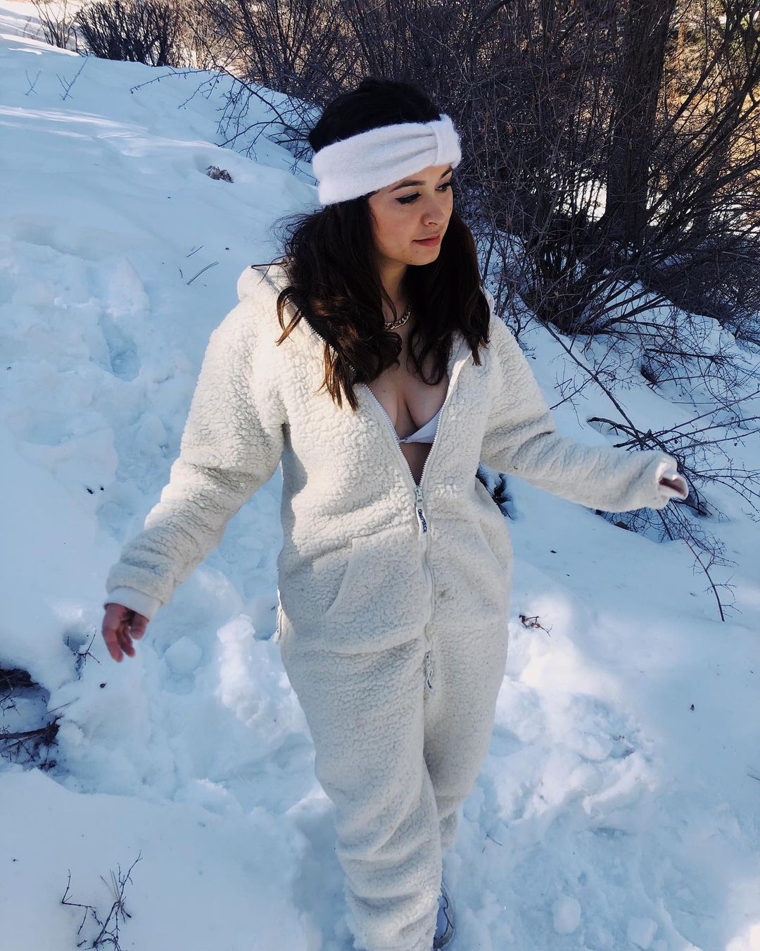 Fuzzy Hoodie Collar Jumpsuit Pajamas
