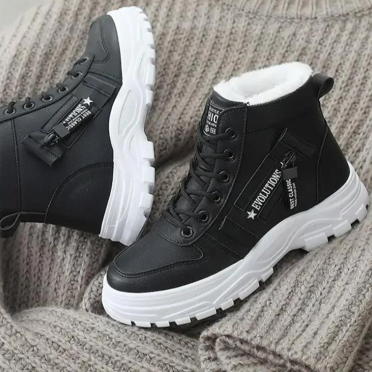 Lace Up Fleece Lined Platform High Top Sneakers