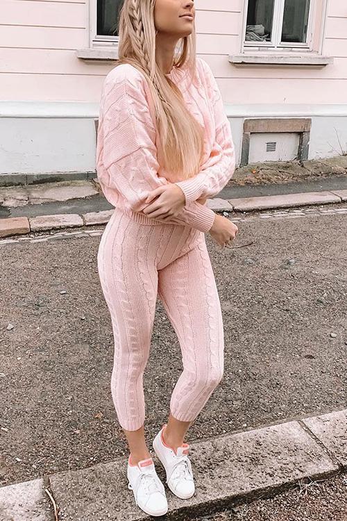 Knit Dew Shoulder Pants Set