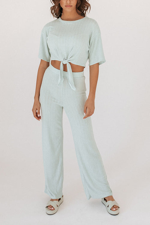 Knot Short Sleeve Pants Set