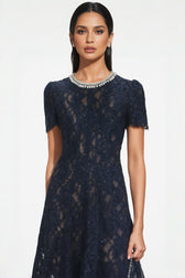 Aurore Lace Embellished Midi Dress - View 3